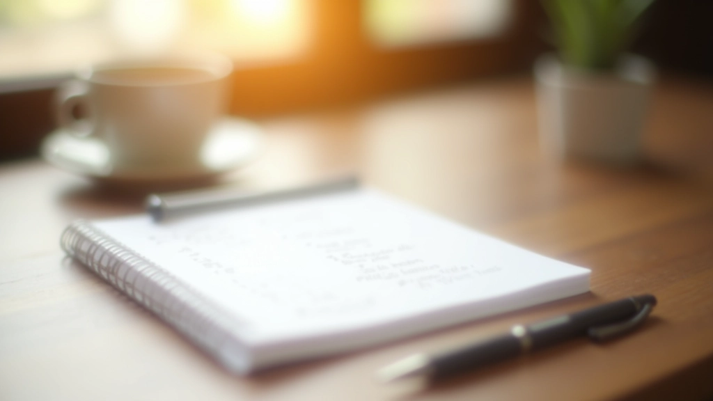 Notebook aberto com anotações de fonética, caneta e café numa mesa de trabalho bem iluminada
